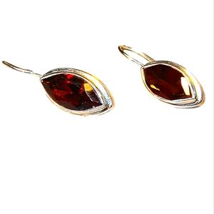 Garnet & Sterling Silver Drop Earrings
